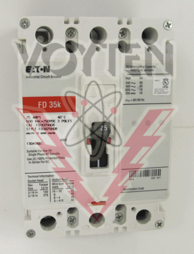 FD3025H08 Circuit Breaker by Eaton, Cutler Hammer or Westinghouse