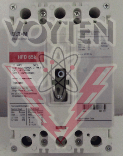 HFD3070V Circuit Breaker by Eaton, Cutler Hammer or Westinghouse