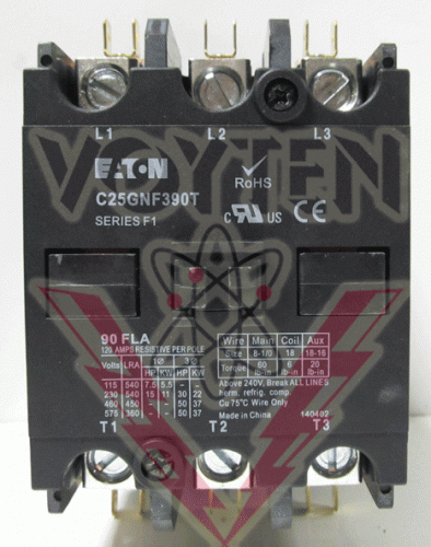 C25GNF390T Contactor by Eaton, Cutler Hammer or Westinghouse