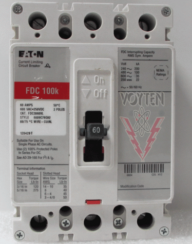 FDC3060VL Circuit Breaker by Eaton, Cutler Hammer or Westinghouse