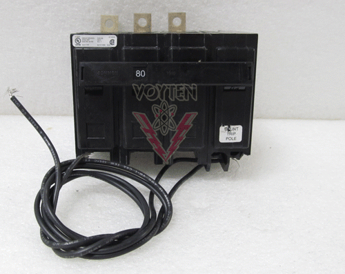 EATON CUTLER HAMMER, TYPE BA, 3 POLES, 80 AMPS, 240 VAC, BD HD SCREW TERMINAL, 120/240 V SHUNT TRIP, CAT # BAB3080HTS
