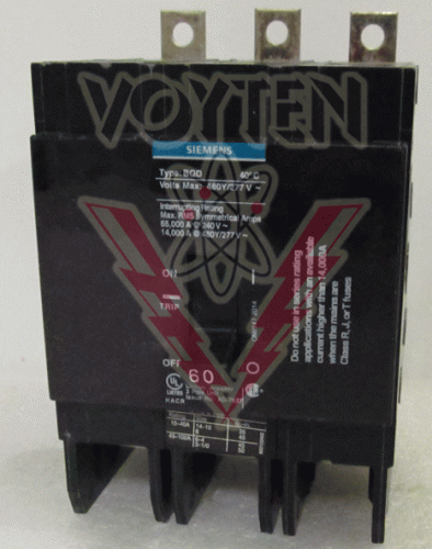 SIEMENS MOLDED CASE CIRCUIT BREAKER 3 POLES 60 AMPS 480Y/277 VAC CAT# BQD360