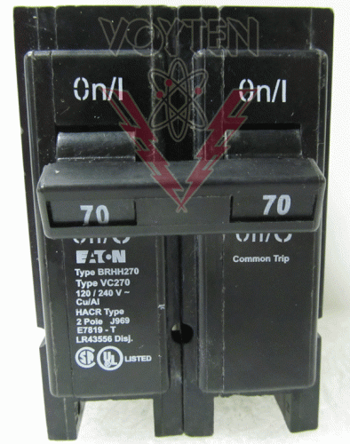 EATON, CIRCUIT BREAKER, 70AMP, 120/240V, 2 POLE,CAT# BRHH270