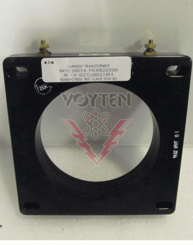 EATON CURRENT TRANSFORMER RATIO 2000:5A RF1.33 ACC CLASS 0.3 B0.5 50-400 HZ 600 V INS. CLASS 10 KV BIL CAT# S090-202 STYLE# 66B2023G09