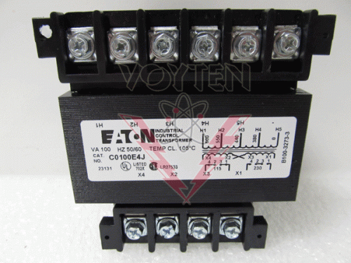 EATON, INDUSTRIAL CONTROL TRANSFORMER, VA: 100, HZ: 50/60, PRI VOLT: 380/440/550/600, SEC.VOLT: 115 X 230, CAT# C0100E