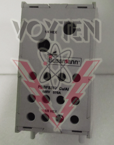 BUSSMANN POWER DISTRIBUTION BLOCK 1 POLE 570 AMPS 600 VAC ALSO MARKED PDBFS377 CAT# CHDB377F