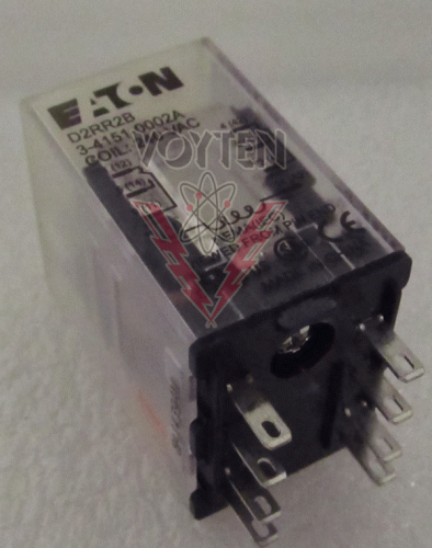 EATON DPDT CONTROL RELAY 12 AMPS 120-277 VAC 12 A 30 VDC COIL 240 VAC CAT# D2RR2B STYLE# 3-4151-0002A