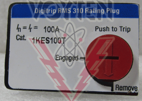 EATON CUTLER HAMMER, RATING PLUG FOR SERIES C K FRAME 100 AMPS CAT # 1KES100T