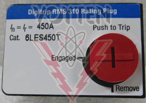 EATON CUTLER HAMMER, 6LES450T 450A RATING PLUG, CAT # 6LES450T