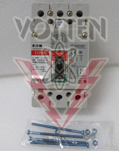 EATON, INDUSTRIAL CIRCUIT BREAKER, SERIES G, 3 POLES, 15 AMPS, 480 VAC CAT# EGH3015FFG, STYLE# 67B3606G25