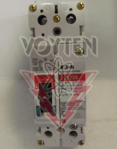 EATON INDUSTRIAL CIRCUIT BREAKER 2 POLES 20 AMPS 480 VAC SERIES G CAT# EGS2020FFB STYLE# 67B3780G02