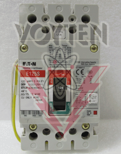CUTLER-HAMMER MOLDED CASE CIRCUIT BREAKER CAT # EGS3125FFG STYLE # 67B3604G19