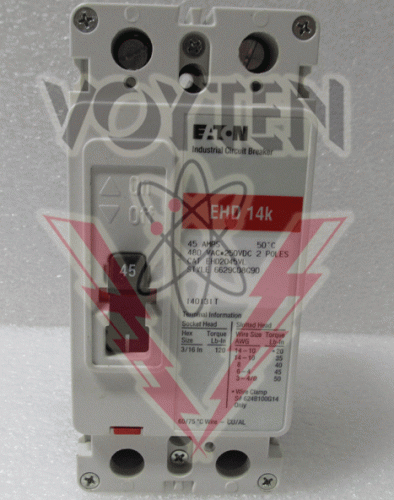 EATON, SERIES C, INDUSTRIAL CIRCUIT BREAKER, 2 POLE,45 AMPS, 480 VAC, CAT # EHD2045VL