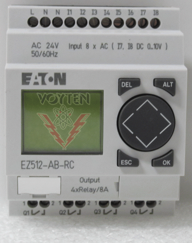 EATON 12 I/O 8 IN 24VAC 4 OUT RLY CLK DISPLAY CAT# EZ512-AB-RC
