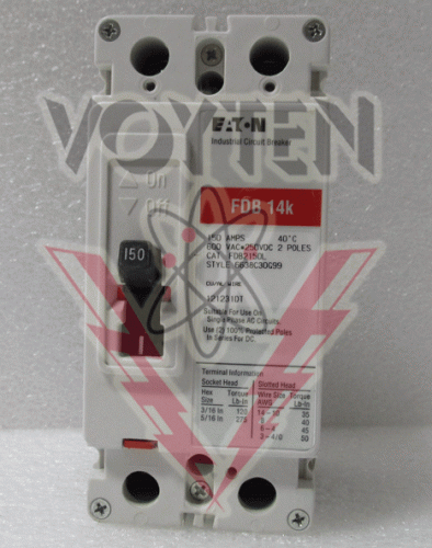 EATON SERIES C, INDUSTRIAL CIRCUIT BREAKER, 50 AMPS, 600 VAC, 2 POLE, CAT # FDB250L