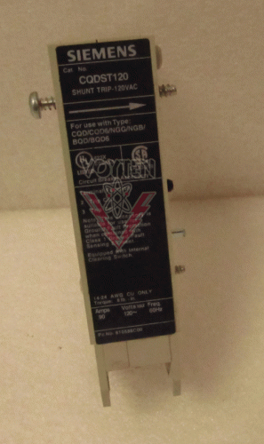 SIEMENS SHUNT TRIP MODULE 120 VAC FOR USE WITH CQD,CQD6,NGG,NGB,BQD,BQD6 CAT# CQDST120