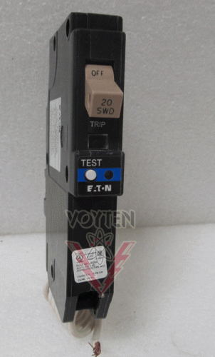 EATON CUTLER HAMMER DUAL FUNCTION COMBINATION ARC FAULT GFI BREAKER, 20 AMP, CAT # CHFAFGF120