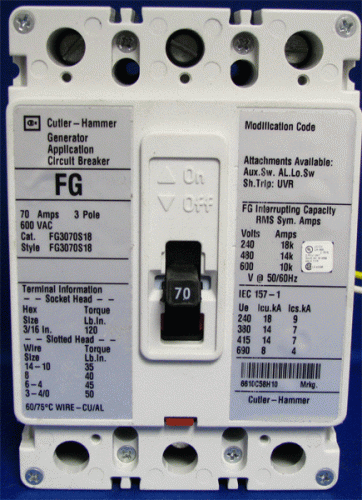 FG3070S18 w/ Shunt Trip Circuit Breaker