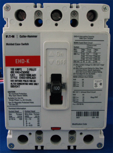EHD3100KLA01 w/ Aux. Switch A1X1PK Circuit Breaker
