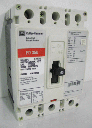 FD3060L Circuit Breaker by Eaton, Cutler-Hammer or Westinghouse