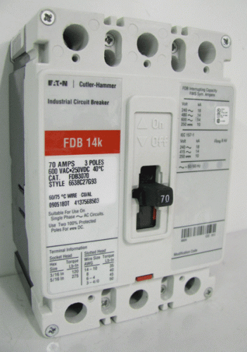 FDB3070 Circuit Breaker by Eaton, Cutler-Hammer or Westinghouse