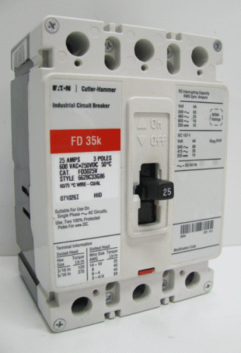 FD3025V Circuit Breaker by Eaton, Cutler-Hammer or Westinghouse