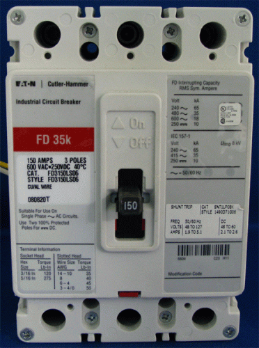 FD3150LS06 w/ Shunt Trip SNT1RP08K Circuit Breaker