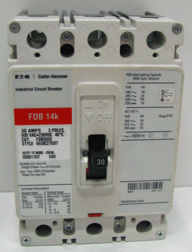 FDB3030 Eaton, Cutler Hammer or Westinghouse Circuit Breaker