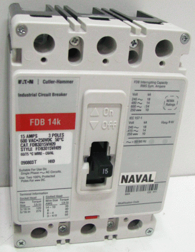FDB3015VH09 Eaton, Cutler Hammer or Westinghouse Circuit Breaker