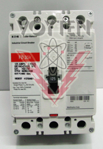 FD3125V Circuit Breaker by Eaton, Cutler Hammer or Westinghouse