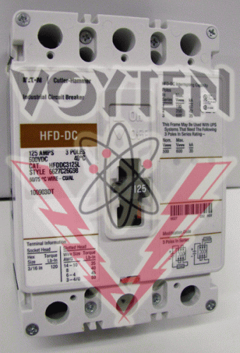 HFDDC3125L Circuit Breaker by Eaton, Cutler Hammer or Westinghouse