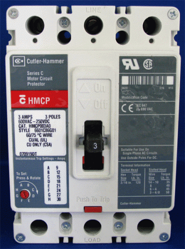 HMCP003A0 w/ In 9-30 Amp Trip Unit Circuit Breaker
