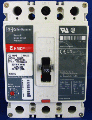HMCP100R3  w/ In 300-1000 Amp Trip Unit Circuit Breaker