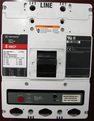HMCP600X6W w/ In 500-2500 Amp Trip Unit Circuit Breaker