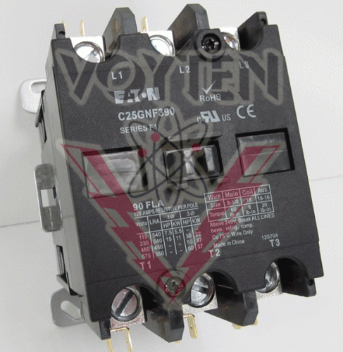 C25GNF390 Contactor by Eaton, Cutler Hammer or Westinghouse