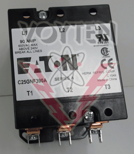 C25GNF390A Contactor by Eaton, Cutler Hammer or Westinghouse